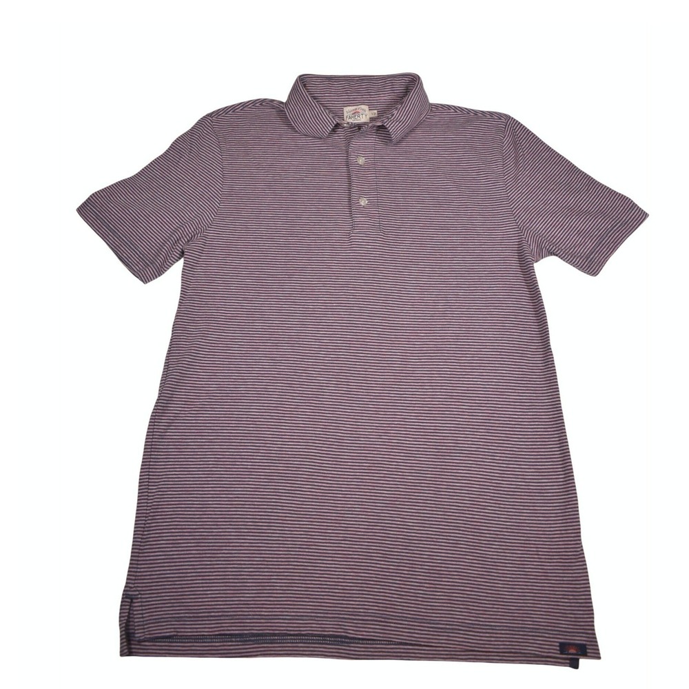 Faherty Brand Mens Small Short Sleeve Micro Stripe Polo Shirt Navy Pink S